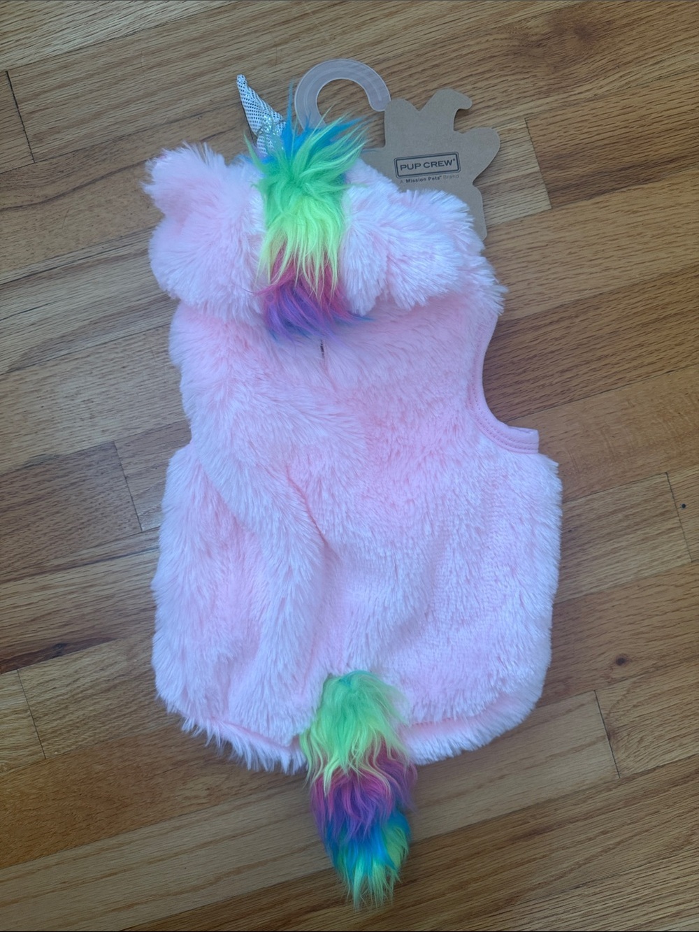 Pup Crew Pink Unicorn Plush Dog Vest with Rainbow Mane